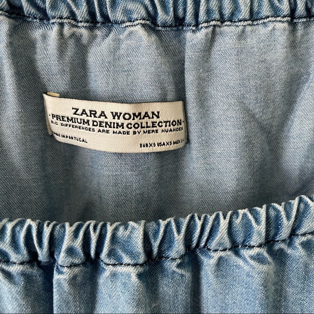 Zara peasant top blue chambray - Picture 3 of 5